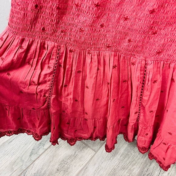 ANTHROPOLOGIE Forever That Girl Embroidered Midi Dress Floral Smocked Tired L - Picture 9 of 14